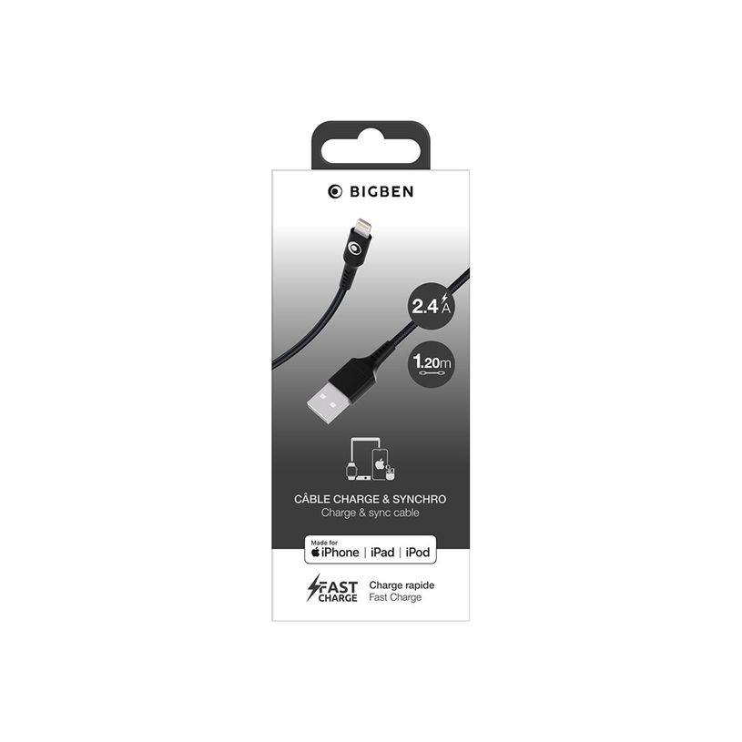 3571211536161-BIGBEN Connected - Câble Lightning - USB mâle pour Lightning mâle - 1.2 m - noir-P_405240137_1-5
