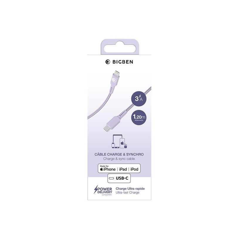 3571211536192-BIGBEN Connected - Câble Lightning - 24 pin USB-C mâle pour Lightning mâle - 1.2 m - vi-P_405240140_2-5
