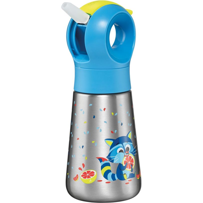 3154148730019-Gourde MINIZ en acier inoxydable 350 ml pour enfants – Design raton laveur – Étanche -P_405240383_2-1