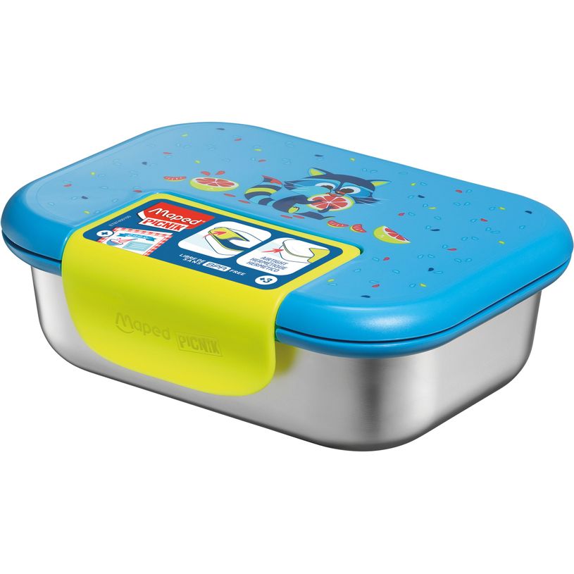 3154148740018-Boîte repas MINIZ en acier inoxydable 900 ml pour enfants – Design raton laveur – Her-P_405240389_1-0