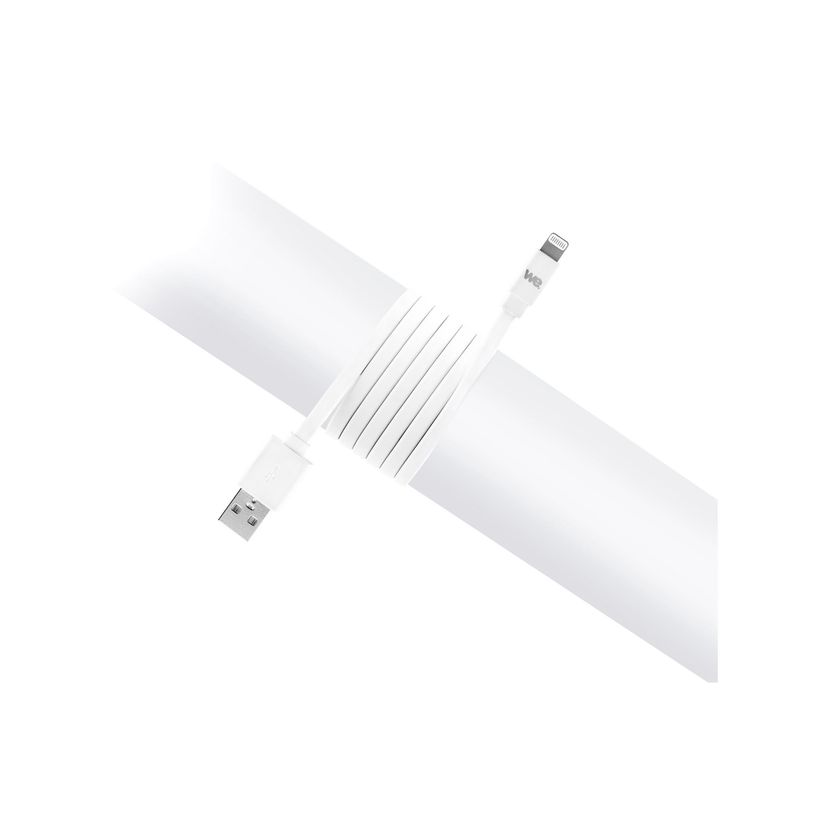 3304490412396-WE - Câble Lightning - USB mâle pour Lightning mâle - 1 m - blanc - plat-P_405240460_2-4