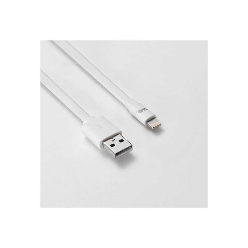 3304490412396-WE - Câble Lightning - USB mâle pour Lightning mâle - 1 m - blanc - plat-P_405240460_4-0