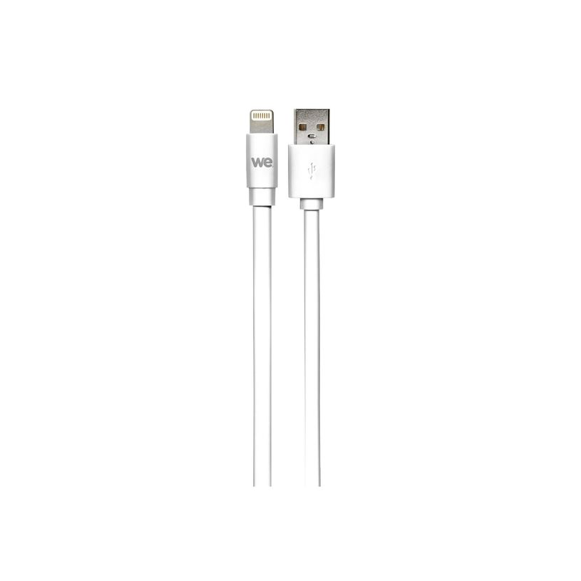 3304490412396-WE - Câble Lightning - USB mâle pour Lightning mâle - 1 m - blanc - plat-P_405240460_6-2