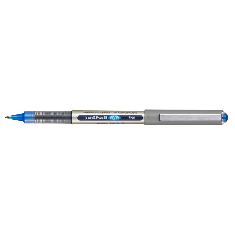 4902778315163-Roller encre liquide écriture moyenne - plastique recyclé uni ball EYE (eco) 0,7 mm - Bleu--0