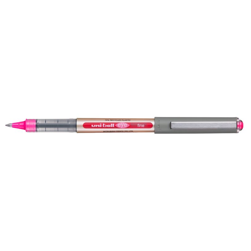 4902778315231-Roller encre liquide écriture moyenne - plastique recyclé uni ball EYE (eco) 0,7 mm - Rose--0