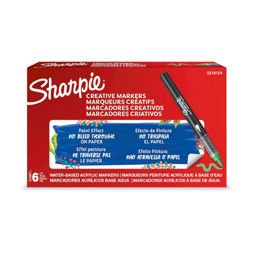 3026982055606-SHARPIE CREATIVE MARKERS feutres acrylique - Pointe pinceau - Vert - Lot de 6--0