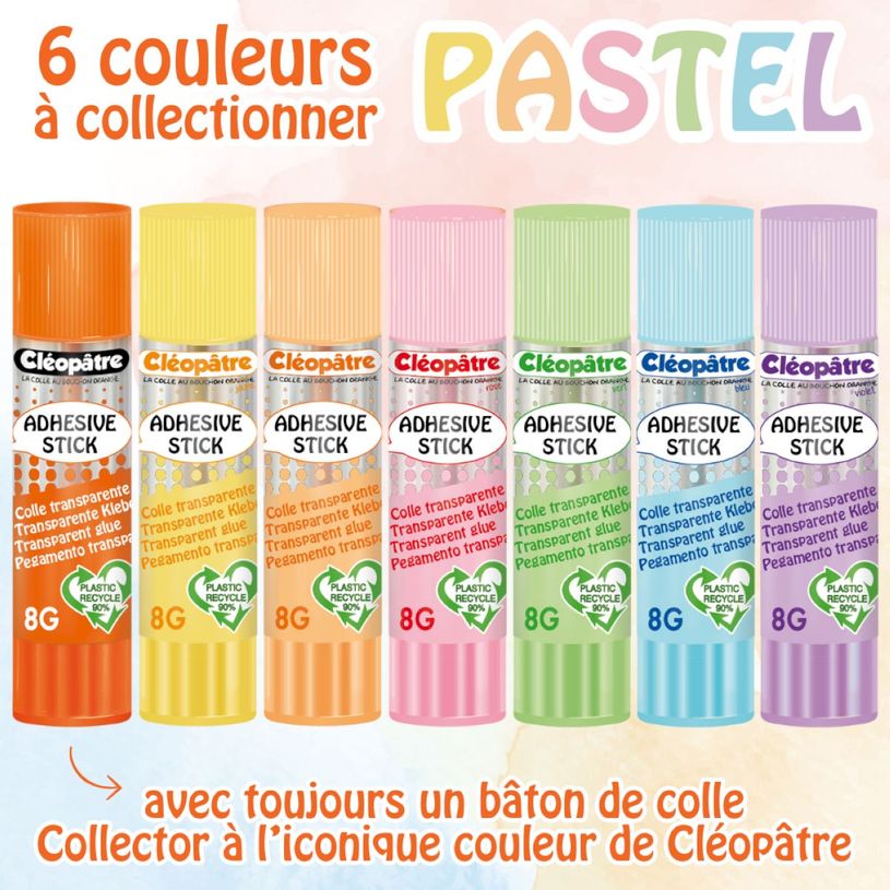 3134725025400-Cléopatre - Boite de 4 bâtons Pastel de colle TRANSPARENTE - Cléostick - Adhésive en 8-P_405242587_4-5