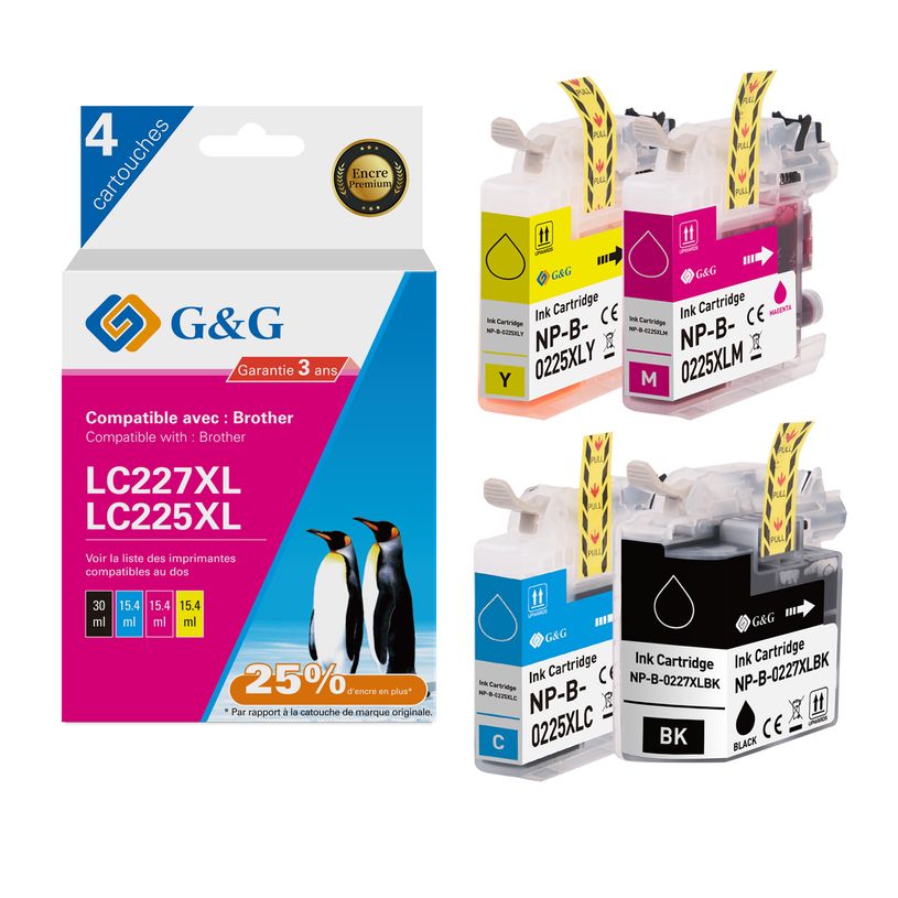 6941881289013-Cartouche compatible Brother LC225XL/LC227XL - Pack de 4 - noir, cyan, magenta, jaune - G&-P_405242939_1-0