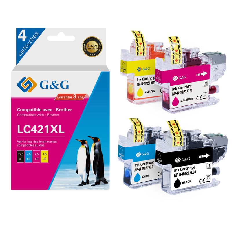 6942383144411-Cartouche compatible Brother LC421XL - Pack de 4 - noir, cyan, magenta, jaune - G&G-P_405242943_1-0