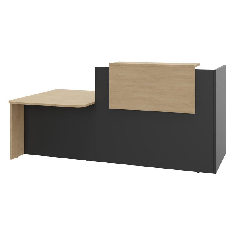 0404052435818-Banque d'accueil OLA - Ensemble composé d'un module haut + un module PMR et d'une tablette chêne clair - L242,-P_405243581_1-0