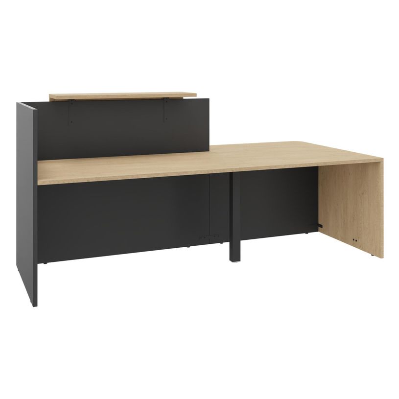 0404052435818-Banque d'accueil OLA - Ensemble composé d'un module haut + un module PMR et d'une tablette chêne clair - L242,-P_405243581_2-1