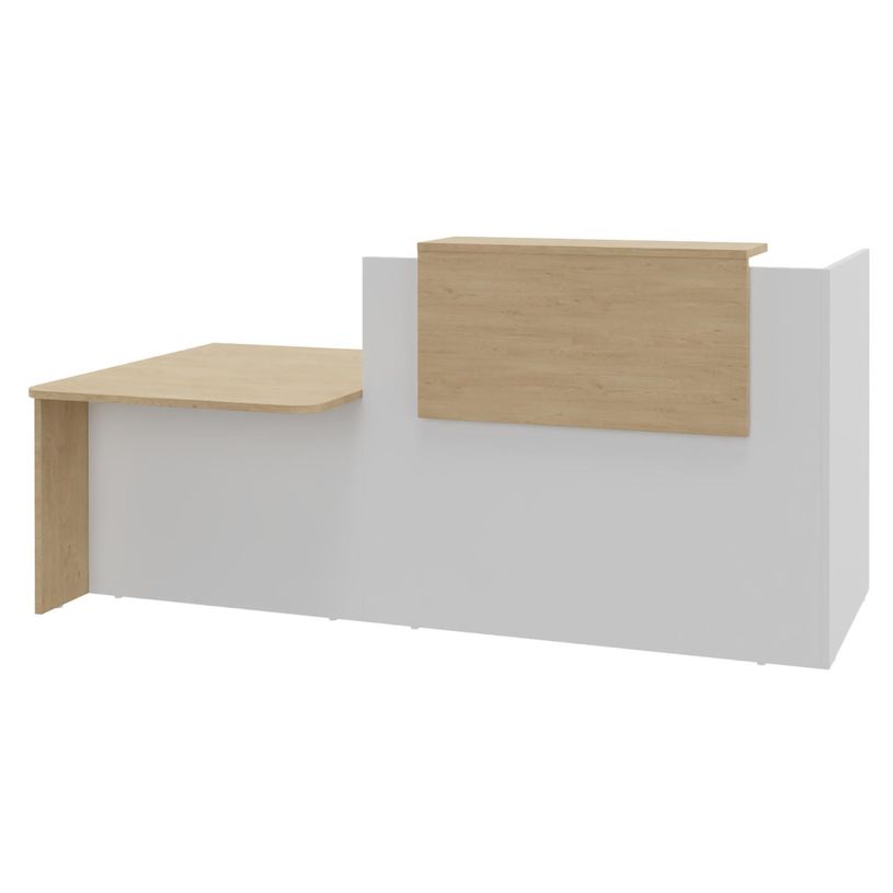 0404052435900-Banque d'accueil OLA - Ensemble composé d'un module haut + un module PMR et d'une tablette chêne clair - L222,5 cm-P_405243590_1-0