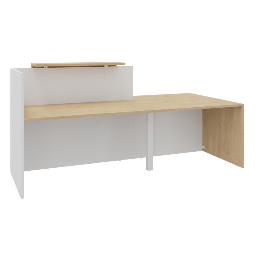 0404052435900-Banque d'accueil OLA - Ensemble composé d'un module haut + un module PMR et d'une tablette chêne clair - L222,5 cm-P_405243590_2-1