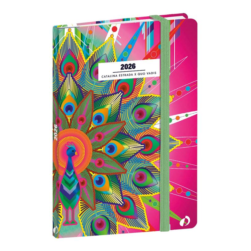 3371010526024-Agenda Année Civile - AFFAIRES FR - Couverture Catalina Estrada avec élastique - - Paon - 10x15 cm  - Semainier - 13 mois de décembre à déc--0