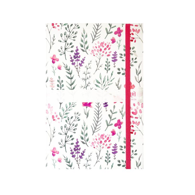 3147280295508-Agenda à élastique Oxford Flowers - 1 semaine sur 2 pages - 16 x 24  cm - Décor Herbier - Hamelin--0