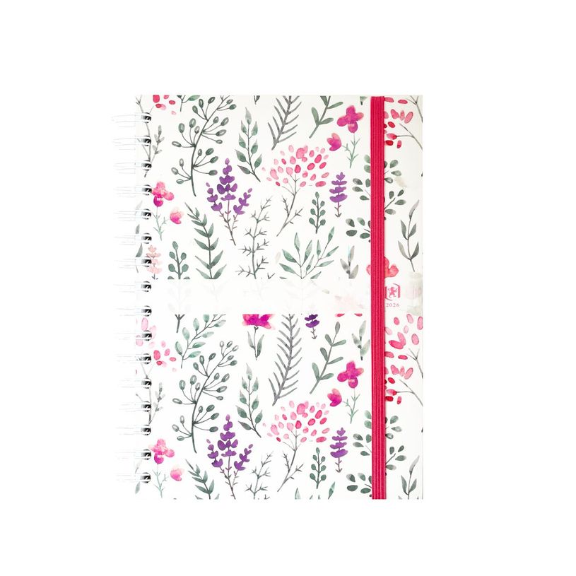 3147280295447-Agenda à élastique Oxford Flowers - 1 semaine sur 2 pages - 15 x 21  cm - Décor Herbier - Hamelin--0
