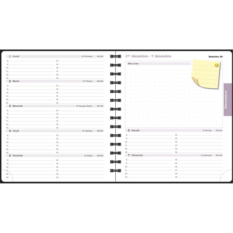 3660942088404-Agenda de bureau Sophie Adde Lady 18S spiralé - 1 semaine sur 2 pages - 15 x 17 cm - Fleurs - Exacompt--5