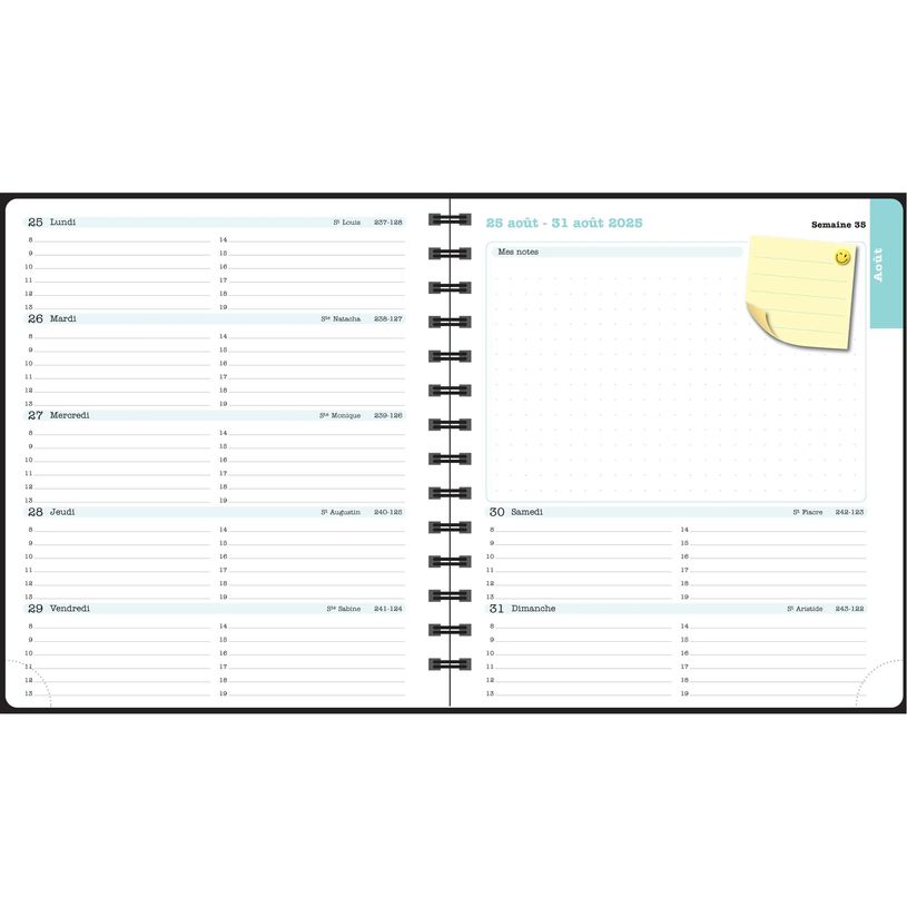 3660942088404-Agenda de bureau Sophie Adde Lady 18S spiralé - 1 semaine sur 2 pages - 15 x 17 cm - Fleurs - Exacomp--10