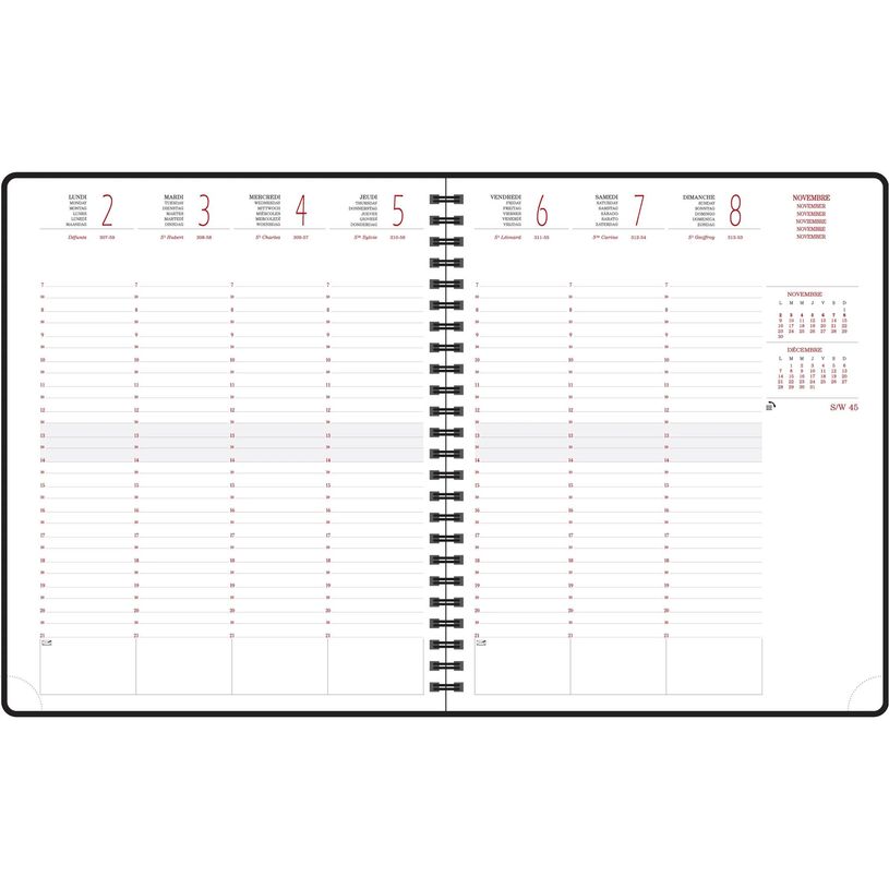 3660942088541-Agenda de bureau Chemin des Marettes Eurotime 22S spiralé - 1 semaine sur 2 pages - 18,5 X 22,5 cm - R--2
