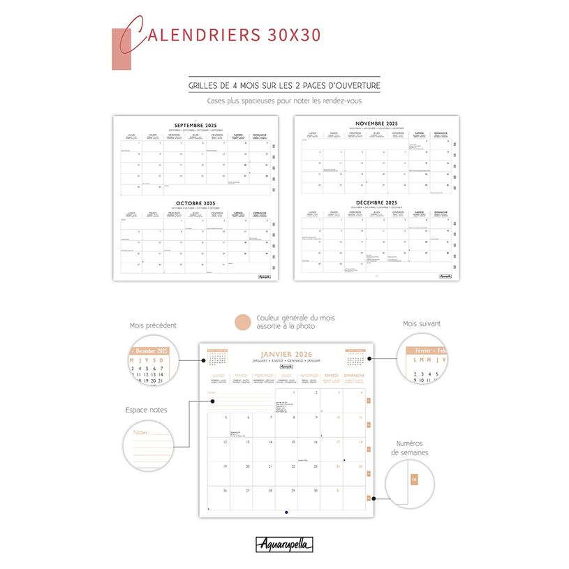 3494150173740-Calendriers 30x30cm 16 mois Aquarupella - Art naïf--1