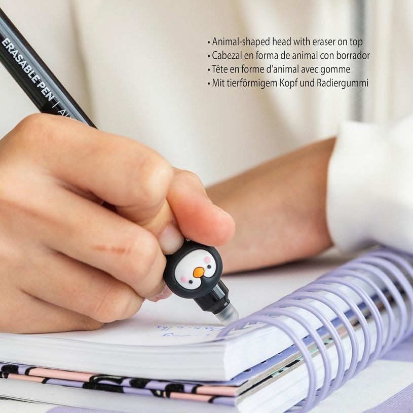 8422593119822-Back2Fun -  Stylo effaçable bleu avec tête de panda -  compagnon mignon et pratique pour l’école e--1