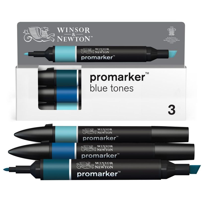 884955097175-WINSOR & NEWTON - ProMarker tons bleu - marqueur double pointe - bleu pétrole marine française bleu canard - encre à base de colo-P_405244930_1-0