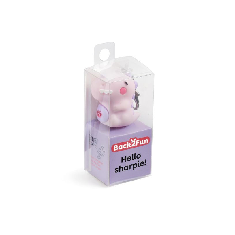 8422593119983-Back2Fun – Taille-crayons en silicone Dinos rose avec porte-clés intégré -  idéal pour les enfant--0