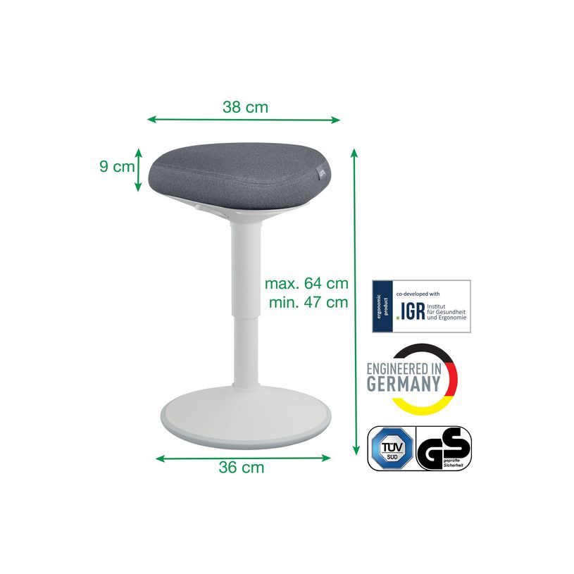 4002432138401-Leitz Ergo Active - Tabouret - ergonomique - triangulaire - pivotant - tissu recyclé à 1-P_405245712_1-7