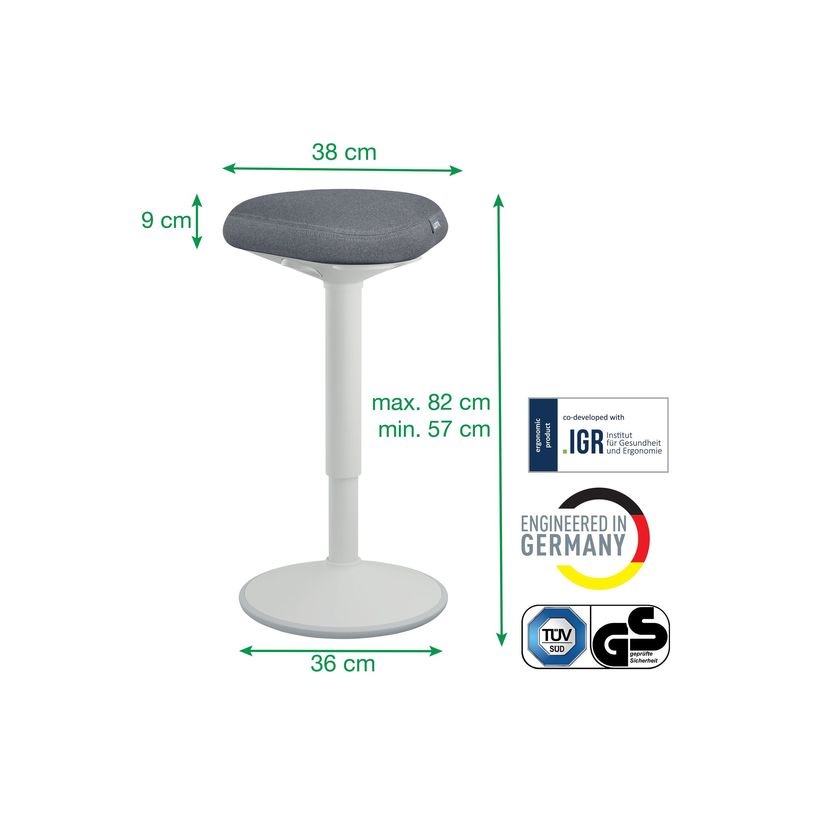 4002432138425-Leitz Ergo Active - Tabouret de bureau sur pied - ergonomique - triangulaire - pivotant - -P_405245714_1-7