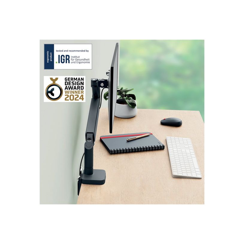 4002432134663-Leitz Ergo - Kit de montage (spring-assisted single arm) - pour Écran LCD - space saving - métal - gris fonc-P_405245720_4-8