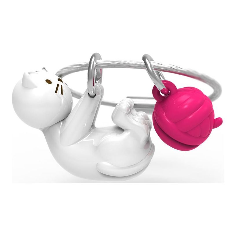 5404006040087-Metalmorphose - Porte-clés - playing cat - alliage de zinc, silicone - blanc, Fuchsia-P_405245953_1-0