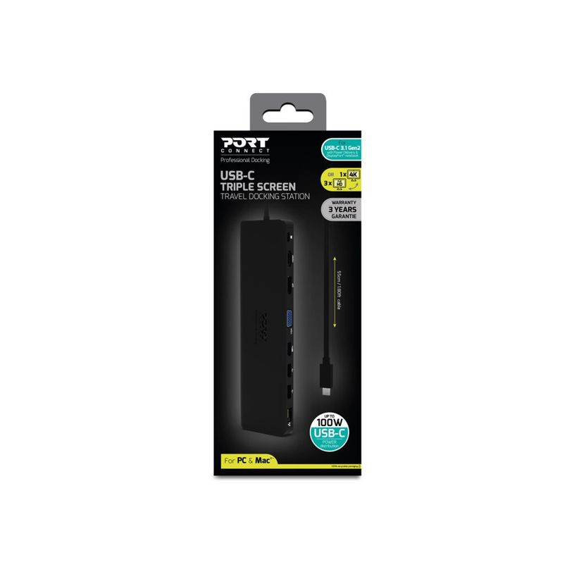 3567042030305-PORT connect TRIPLE SCREEN TRAVEL - Station d'accueil - USB-C 3.1 Gen 2 - DP, HDMI, VGA - -P_405246528_5-7