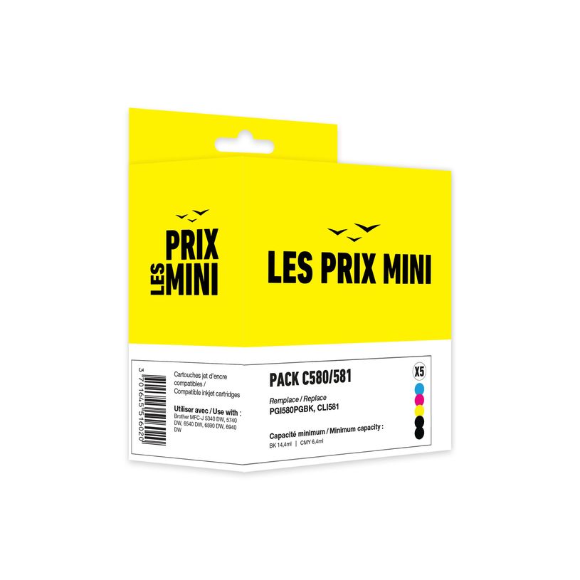 3701645515993-Cartouche compatible Canon CLI-581/PGI-580 - Pack de 5 - noir, noir photo, cyan, magenta, -P_405246724_1-0