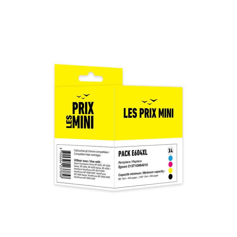 3701645516013-Cartouche compatible Epson 604XL Ananas - pack de 4 - noir, jaune, cyan, magenta - LES PRI-P_405246727_1-0
