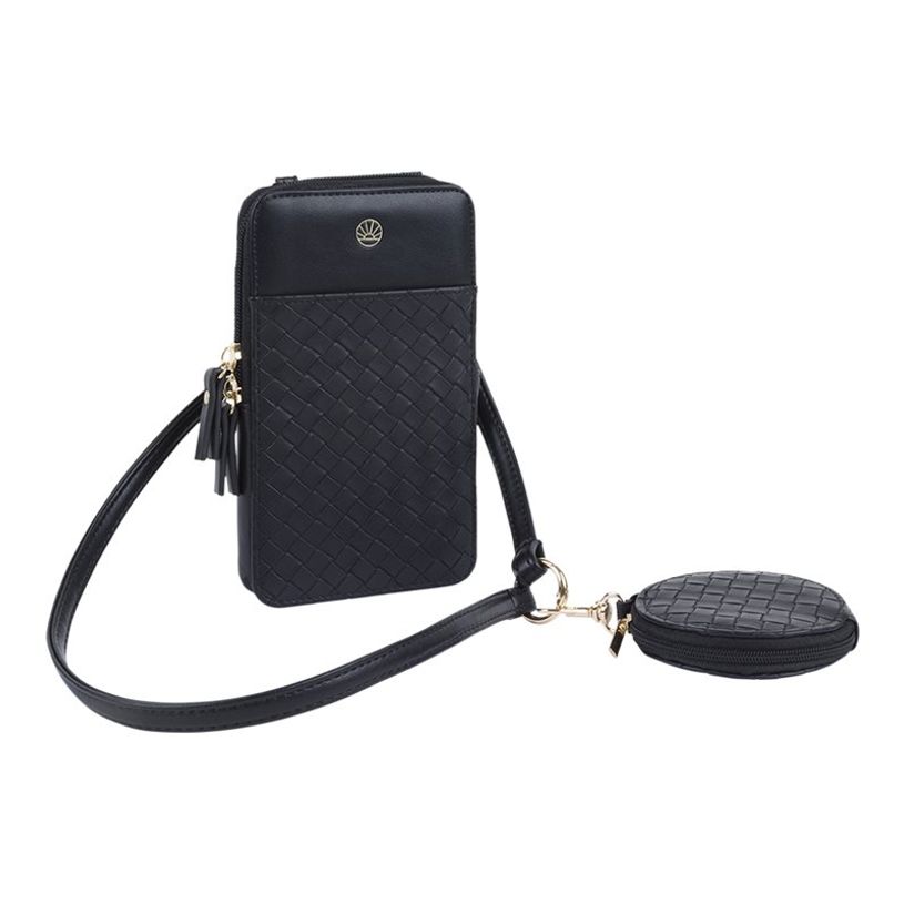 3664447203928-Oberthur Lisbonne - Sac Téléphone Noir – Petit Sac Bandoulière Élégant Mix-Matière, Porte-Monnaie Am-P_405246753_6-3