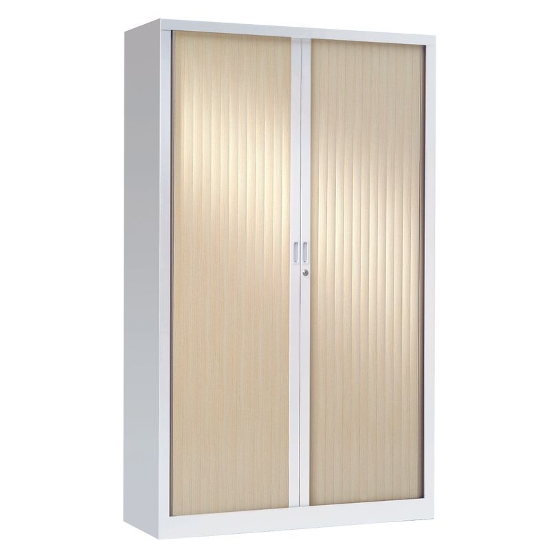 3219095800373-Armoire haute monobloc à rideaux GENERIC - 198 x 120 x 43 cm - corps blanc - rideaux acacia--0