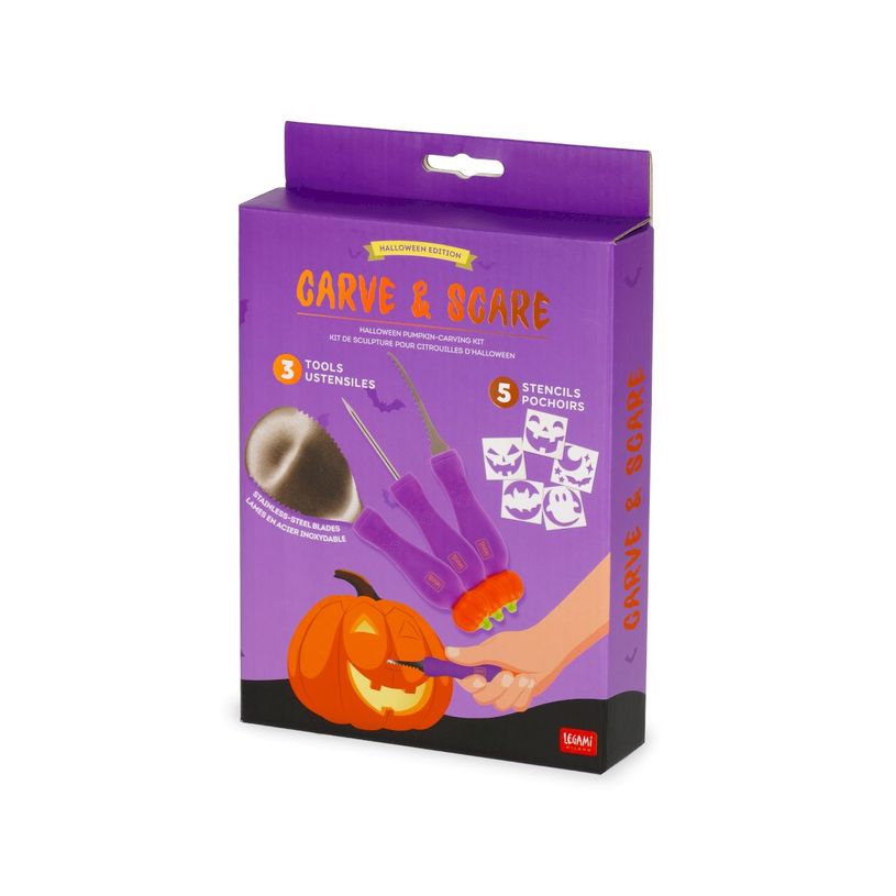 8052694040093-Legami - Kit de sculpture pour citrouille d’Halloween - Carve & Scare--3