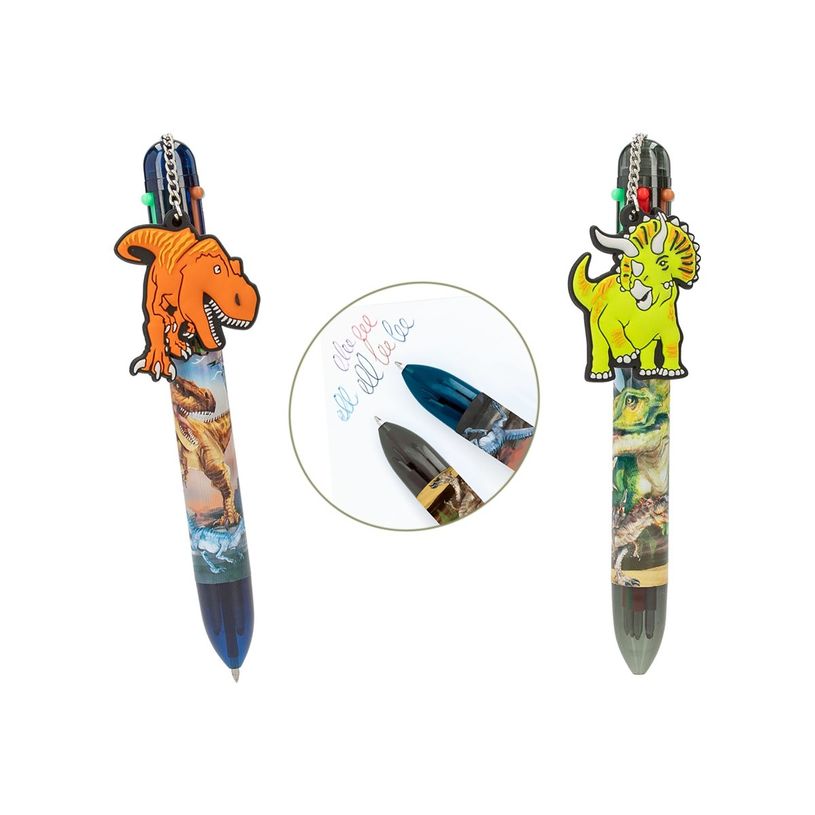 4010070669454-Depesche Vertrieb Dino World Collection - 6 crayons à bille de couleur - disponible en différents designs - orange, vert, rouge, brun, bleu, n-P_405249050_1-0