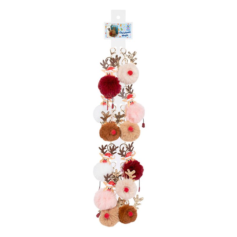 3135257904997-Porte-clés Noël Funny clips - Peluche et PU - couleurs assorties - Viquel--0