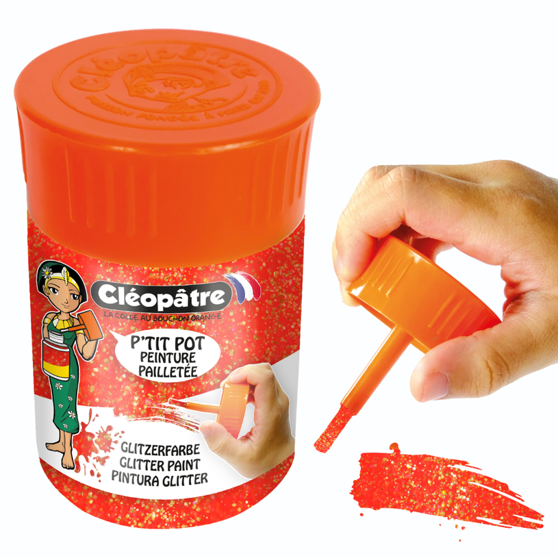 3134725024854-P'tit Pot Pinceau de Peinture Pailletée Rouge Vif 50 ml--0