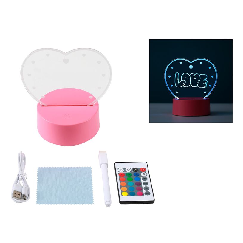 8053634005547-Lampe 3D cœur 13,8 x 9,5 x 16 cm - Base tactile - Câble USB et télécommande inclus--0
