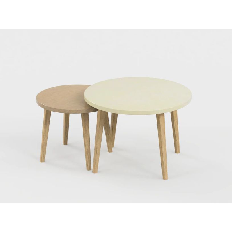 0404052550955-Lot de 2 tables basses - 60X42cm & 45X37cm - Sable et Camel--0