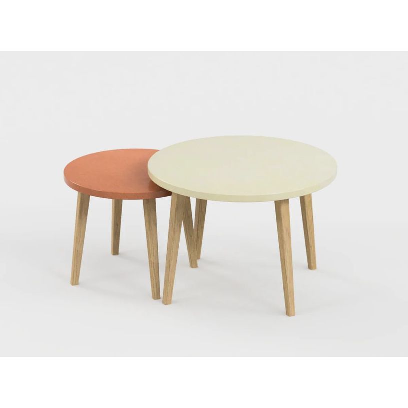 0404052550962-Lot de 2 tables basses - 60X42cm & 45X37cm - Sable et Terracotta--0
