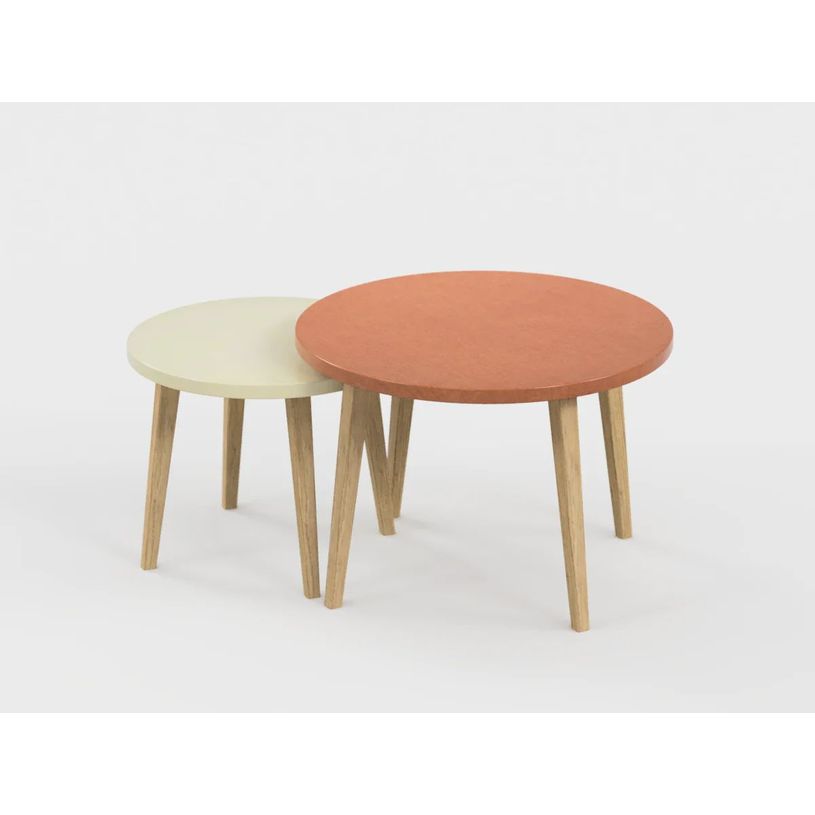 0404052551020-Lot de 2 tables basses - 60X42cm & 45X37cm - Terracotta et Sable--0