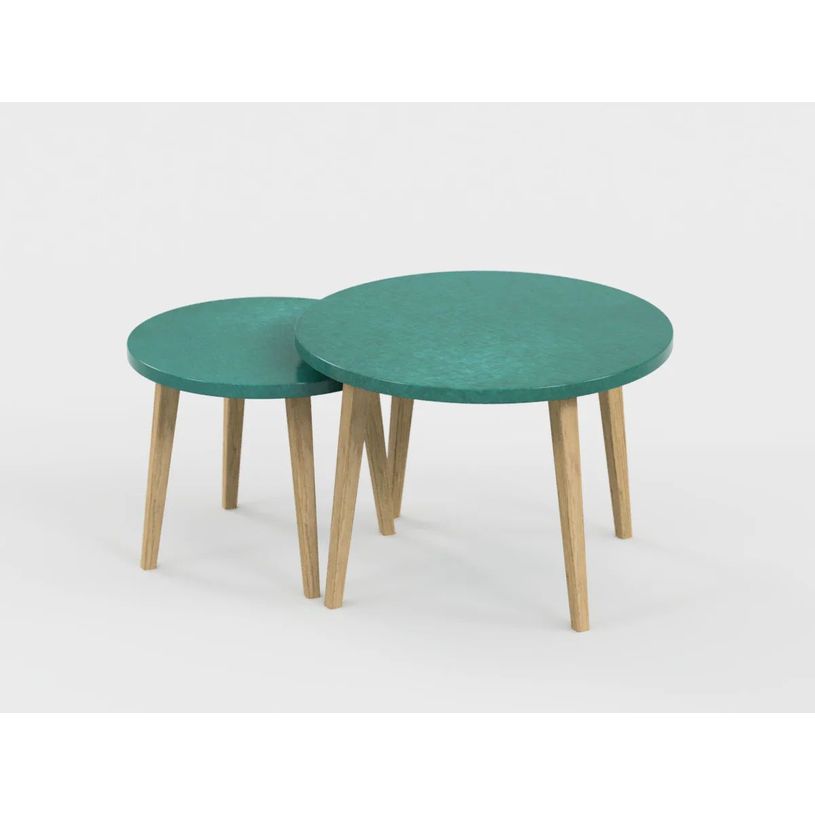 0404052551099-Lot de 2 tables basses - 60X42cm & 45X37cm - Vert sauvage--0