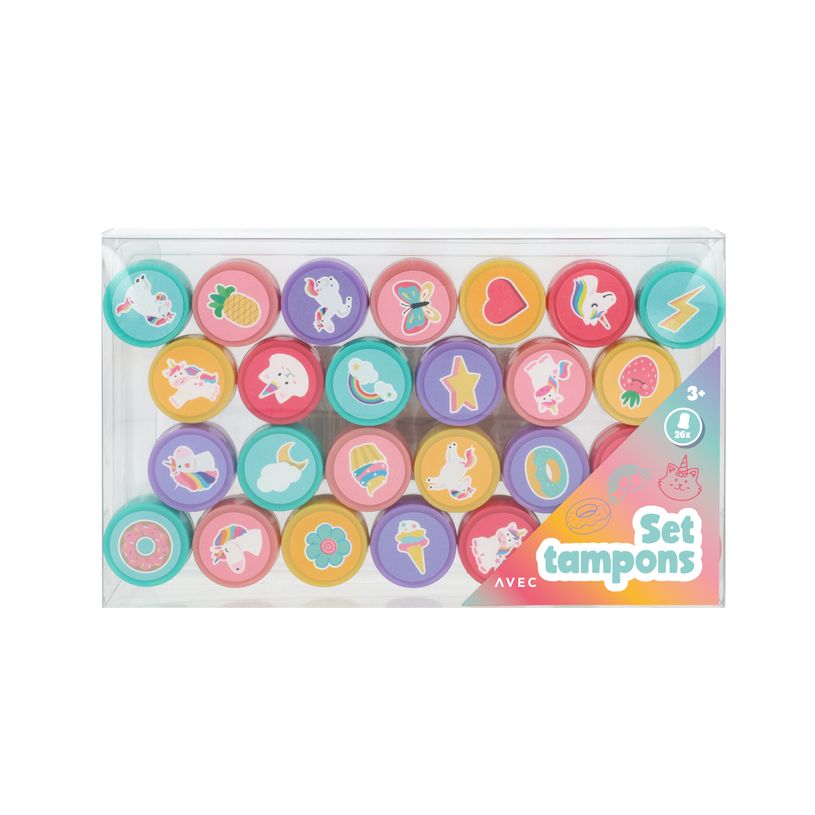 8715275524664-Set 26 tampons Licornes pré-encrés - disponible dans différents thèmes--0