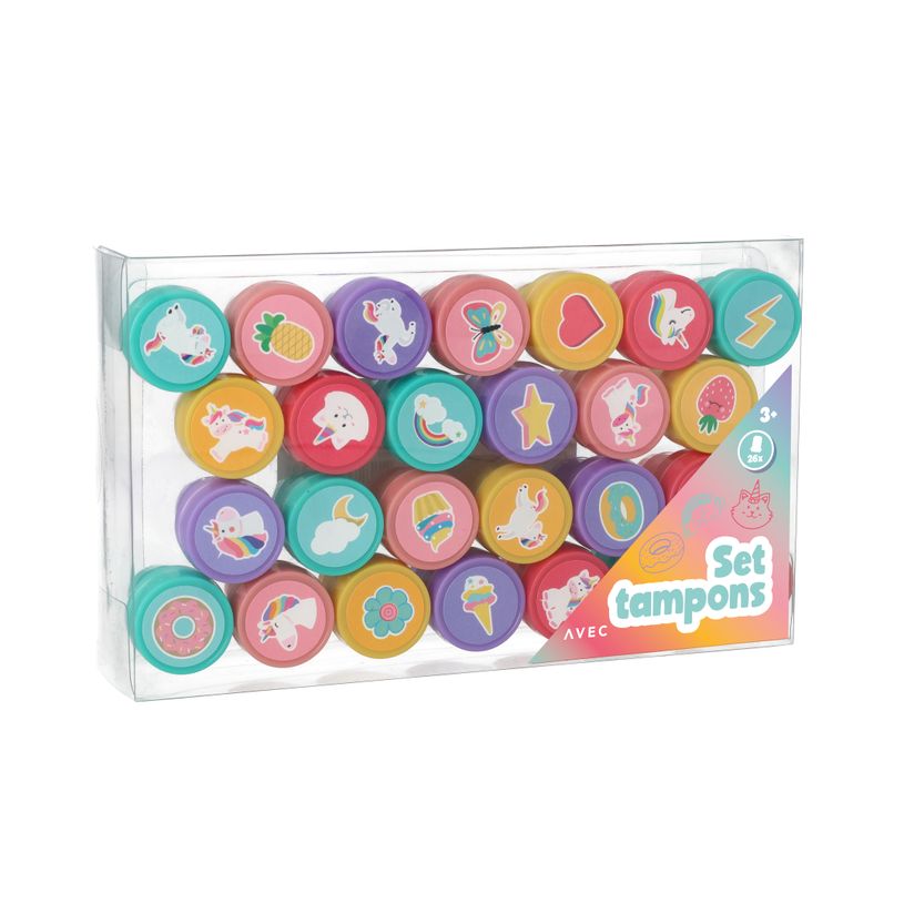 8715275524664-Set 26 tampons Licornes pré-encrés - disponible dans différents thèmes--2