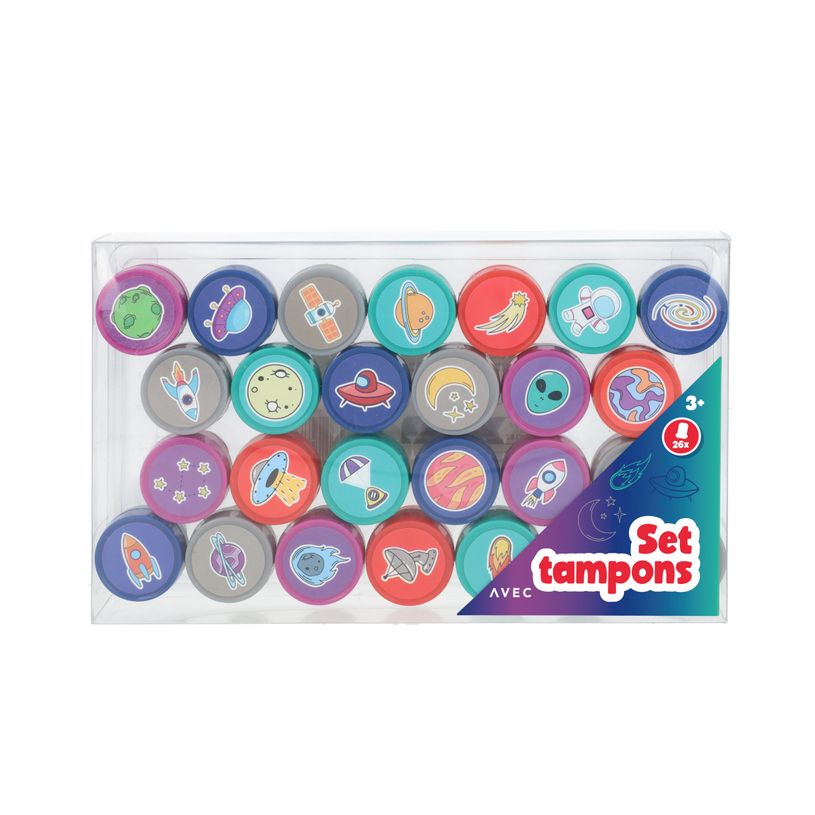8715275524732-Set 26 tampons Espaces pré-encrés - disponible dans différents thèmes--0