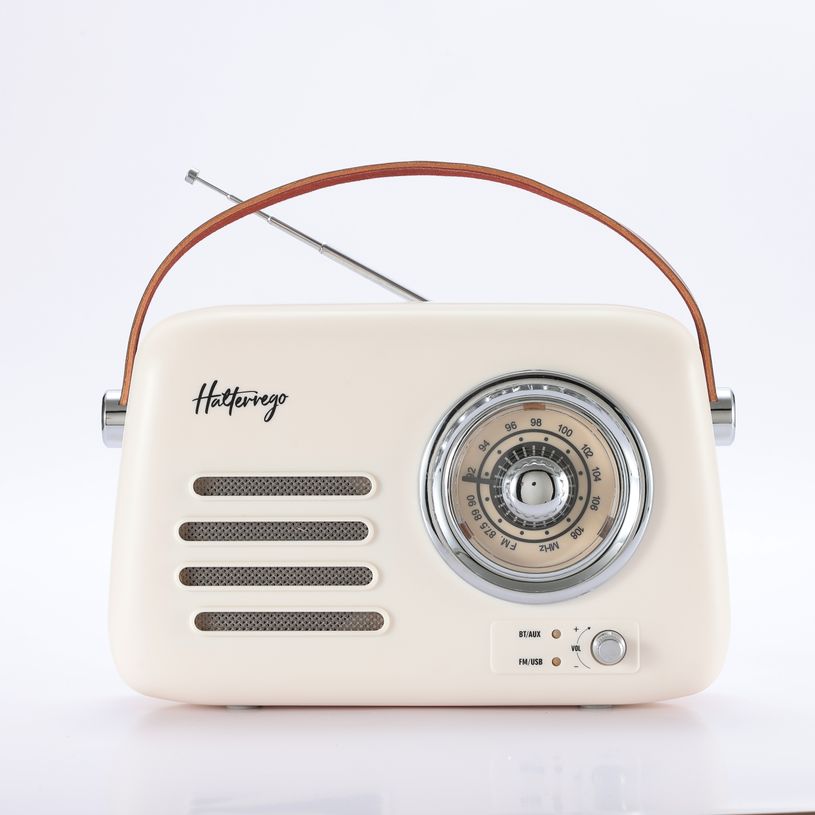 3772243694106-Halterrego - Radio vintage - Bluetooth, Radio FM, lecteur USB, Aux In Aux IN - Batterie rechargeable - --0