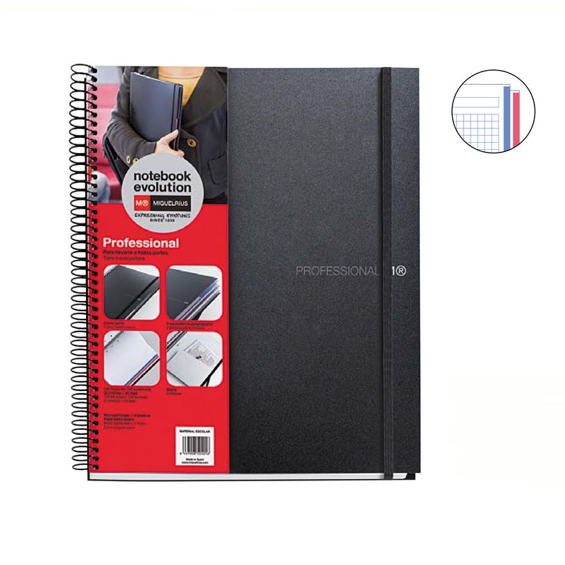 8422593479063-THE ORIGINAL NOTEBOOK, couverture souple, A5, quadrillage 5x5 mm + lisse , 120 feuilles de 2 couleurs, --0